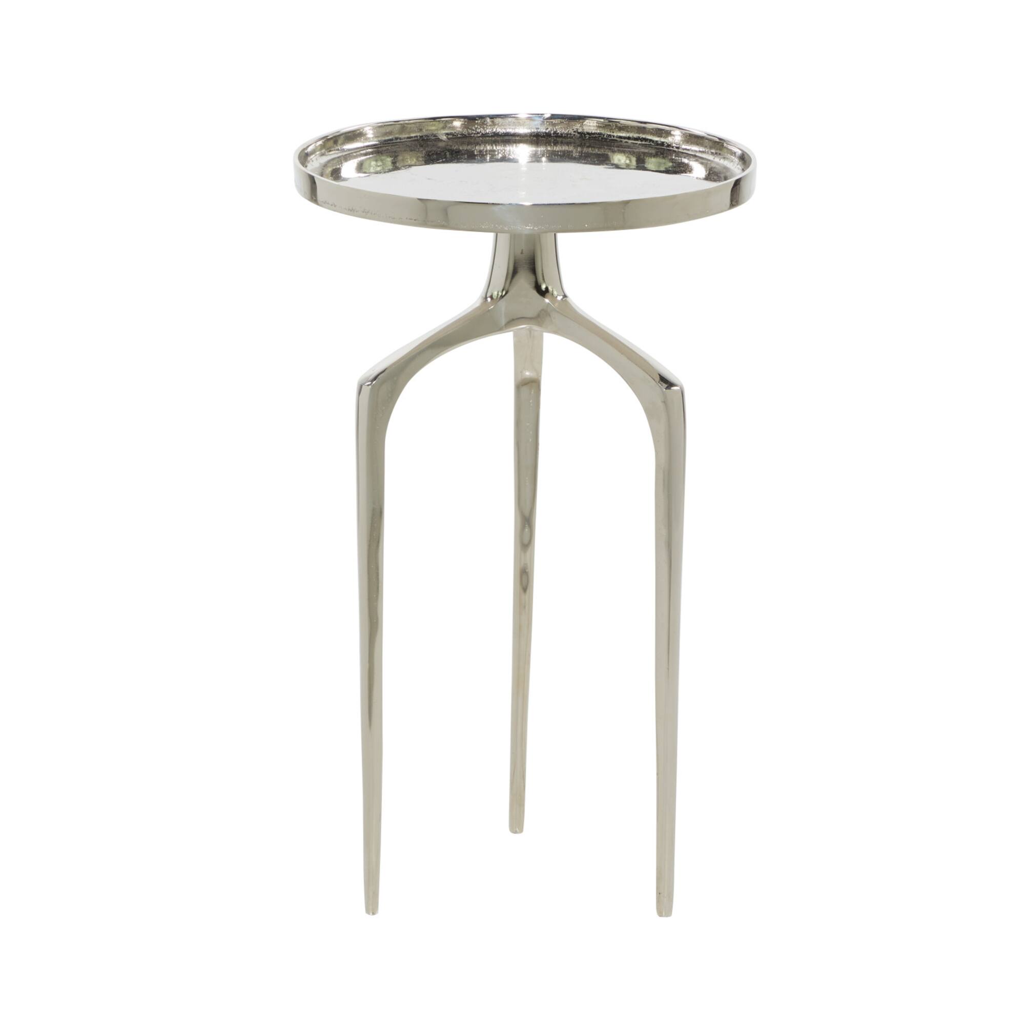 13" Contemporary Round Silver Raised Edge Accent Table